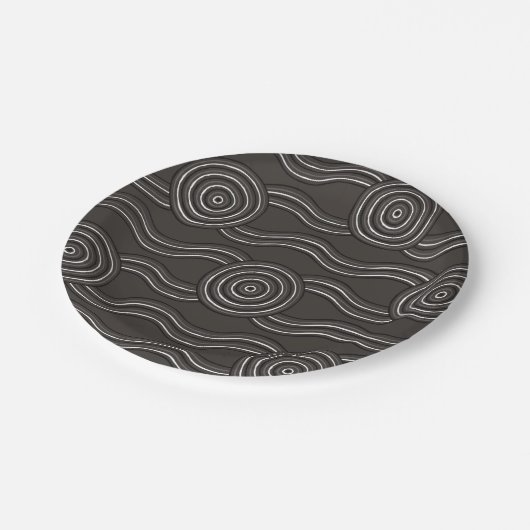 Aborigine-Kunststurm Pappteller (Schrägansicht)