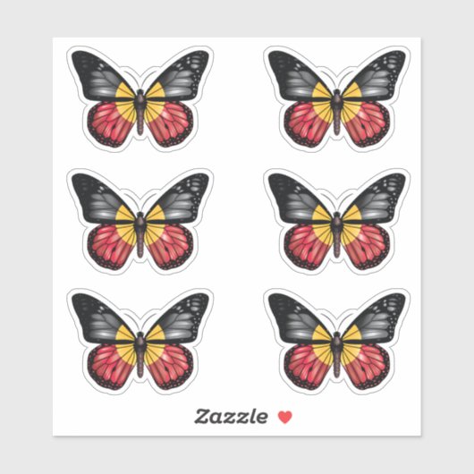 Aborigine Monarque Butterfly Flag Aufkleber (Blatt)