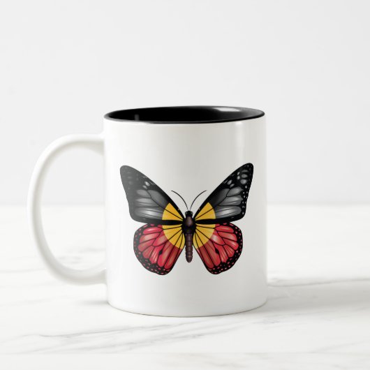 Aborigine Monarque Butterfly Flag Zweifarbige Tasse (Links)
