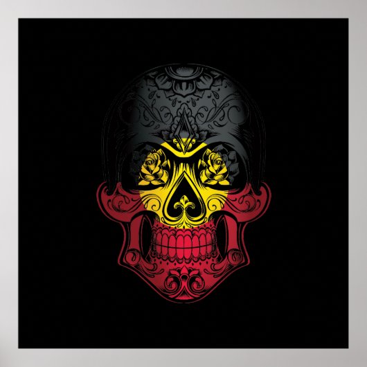 Aborigine-Schädel- und Rose-Fahne Poster (Vorne)