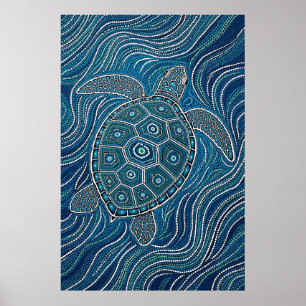 Aborigine-Sea Turtle Dot Art Poster