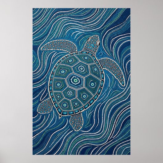 Aborigine-Sea Turtle Dot Art Poster (Vorne)