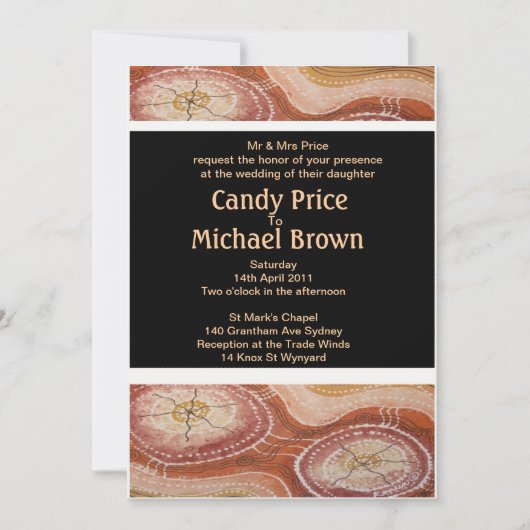 Aborigine Wedding Invitation Wüste Dreaming Einladung (Vorderseite)