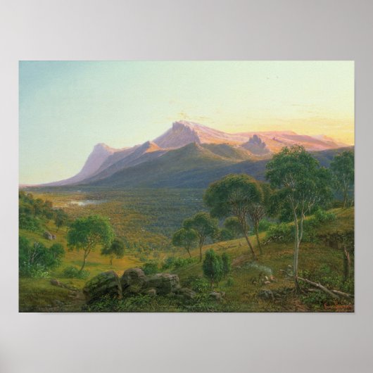 Aborigines by a Fire before Mount William Poster (Vorne)