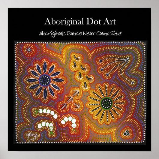 Aborigines Tanz in der Nähe des Camps Feuer Poster (Vorne)