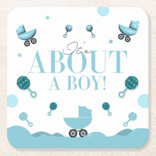 About a Boy Baby Shower Einladung Geschenktüte Rechteckiger Pappuntersetzer