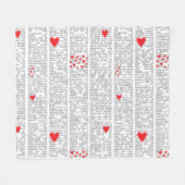 About Love Typography Heart Pattern Fleece Blanket (Vorderseite (Horizontal))
