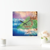 About to get washed away quadratische wanduhr (Zuhause)