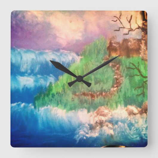 About to get washed away quadratische wanduhr (Vorderseite)