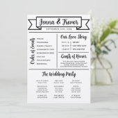 About Us Fun Minimalist Wedding Program Programm (Stehend Vorderseite)