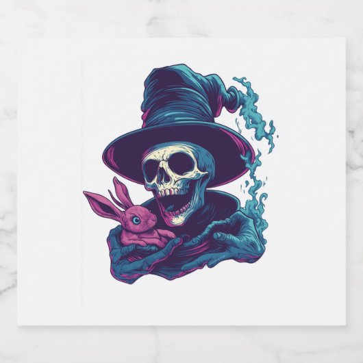 Abra-Cadabra-Knochen - Funny Magic Skull Schaumweinetikett (Einzelnes Label)