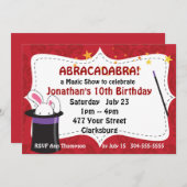 Abracadabra Magic Show Einladung (Vorne/Hinten)