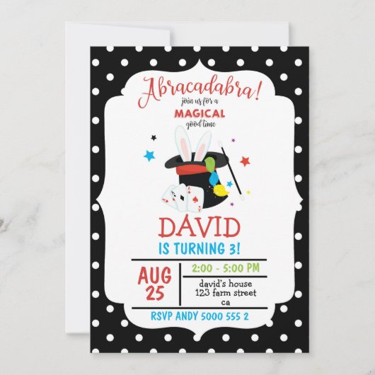 Abracadabra Magician Boy Birthday Magic Party Einladung (Vorderseite)