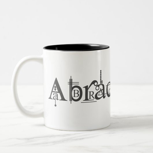 Abracadabra Text Zweifarbige Tasse (Links)
