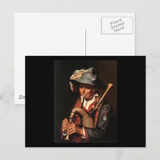 Abraham Bloemaert Der Bagpiper Postkarte (Vorne/Hinten)