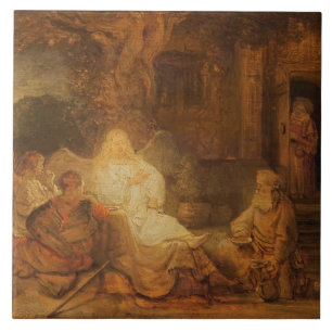 Abraham empfängt die drei Engel, 1646 (Öl auf PA Fliese
