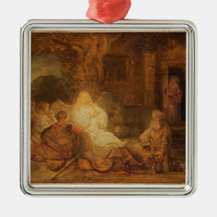 Abraham empfängt die drei Engel, 1646 (Öl auf PA Silbernes Ornament