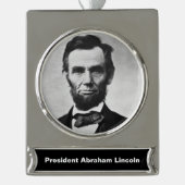 Abraham Lincoln: 16. Präsident von Amerika Banner-Ornament Silber (Vorderseite)