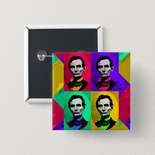 Abraham Lincoln 1858, Pop Art Interpretation Button (Vorne & Hinten)
