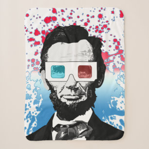 Abraham Lincoln 3D-Brille Patriotisch Rot Blau Sherpadecke