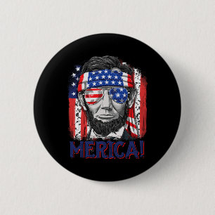 Abraham Lincoln 4. Juli Merica Männer Frauen Ameri Button