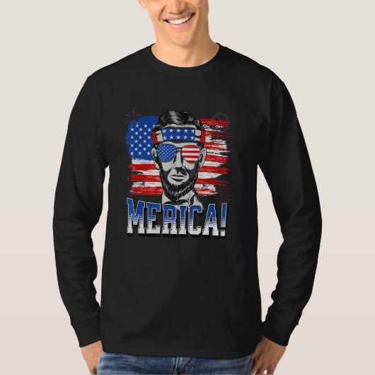 Abraham Lincoln 4. Juli Merica Männer Frauen Ameri T-Shirt (Vorderseite)