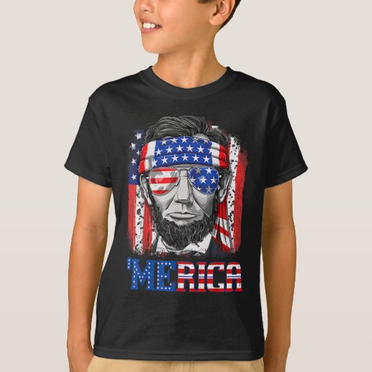 Abraham Lincoln 4. Juli Merica Männer Frauen Ameri T-Shirt (Vorderseite)