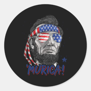 Abraham Lincoln 4. Juli Murica Männer Frauen Ameri Runder Aufkleber