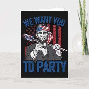 Abraham Lincoln 4. Juli Shirt Männer Amerikanisch  Karte
