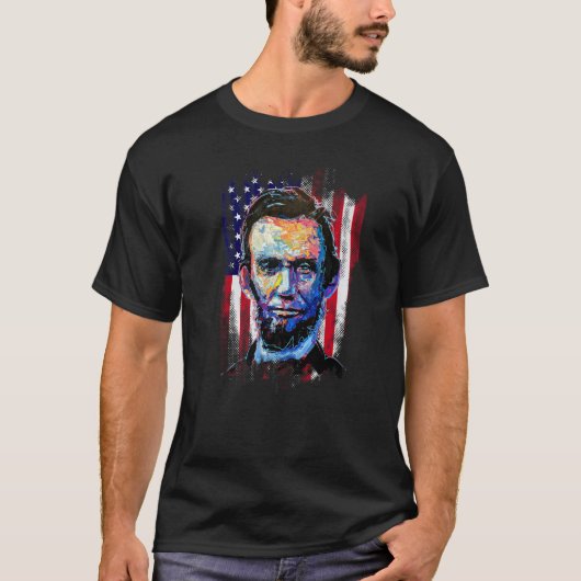 Abraham Lincoln 4th Of July Men Women American Fla T-Shirt (Vorderseite)