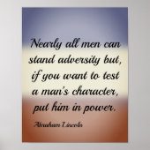 Abraham Lincoln Adversity und Power Quote Poster (Vorne)