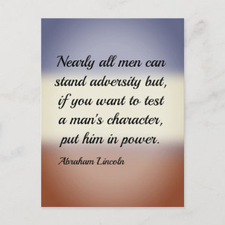 Abraham Lincoln Adversity und Power Quote Postkarte
