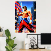 Abraham Lincoln als Kämpfer | AI Art Poster (Heimbüro)