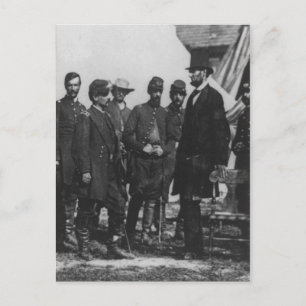 Abraham Lincoln auf dem Schlachtfeld in Antietam Postkarte