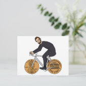 Abraham Lincoln auf einem Fahrrad mit Penny Wheels Postkarte (Stehend Vorderseite)
