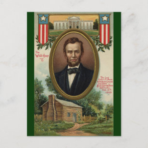 Abraham Lincoln & Blockhütte in Kentucky Postkarte
