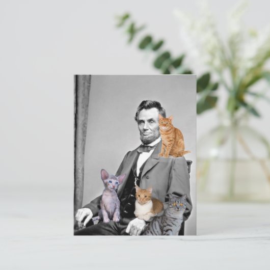 ABRAHAM LINCOLN CAT LOVER POSTCARDS POSTKARTE (Stehend Vorderseite)