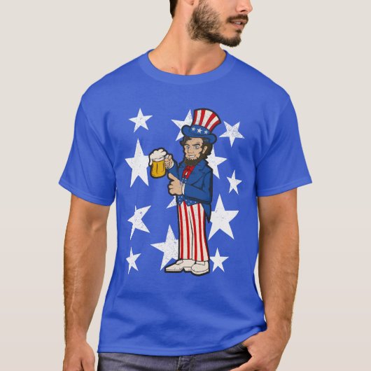 Abraham Lincoln Drinking A Beer Funny 4. Juli T-Shirt (Vorderseite)