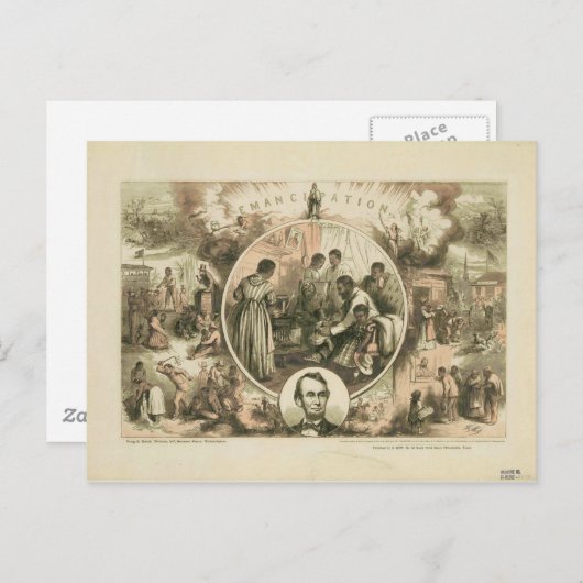 Abraham Lincoln Emanzipation Proclamation Collage Postkarte (Vorne/Hinten)