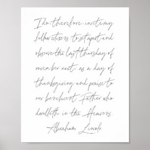 Abraham Lincoln Erntedank Day Speech Poster