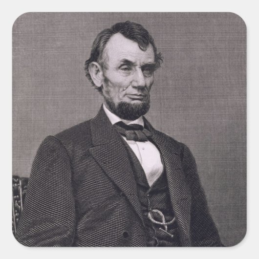 Abraham Lincoln, graviert von einem Foto von Wil Quadratischer Aufkleber (Vorderseite)