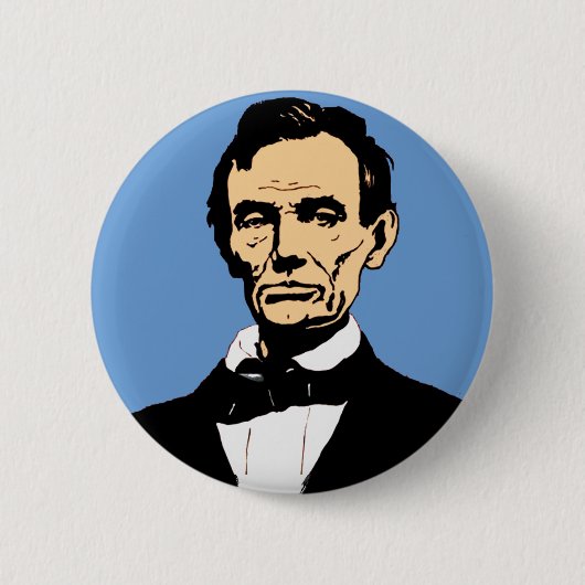 Abraham Lincoln-Illustration auf Blau Button (Vorderseite)