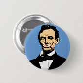 Abraham Lincoln-Illustration auf Blau Button (Vorne & Hinten)
