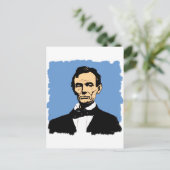 Abraham Lincoln Illustration on Blue Postkarte (Stehend Vorderseite)