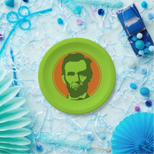 Abraham Lincoln im Pop Art Orange & Green Pappteller (Party)