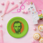 Abraham Lincoln im Pop Art Orange & Green Pappteller (Party)
