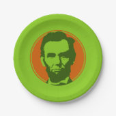 Abraham Lincoln im Pop Art Orange & Green Pappteller (Vorderseite)