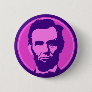 Abraham Lincoln im Pop Art Pink & Lila Button