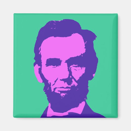 Abraham Lincoln im Pop Art Pink & Lila Magnet (Vorne)