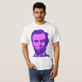 Abraham Lincoln im Pop Art Pink & Lila T-Shirt (Vorne ganz)